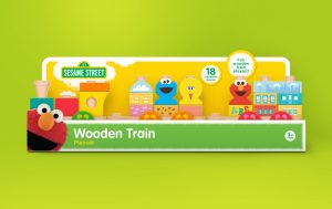 Sesame Street wooden train packaging